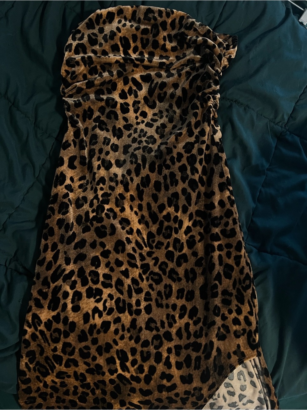 wild fable Leopard Print Strapless Dress in Brown and Black